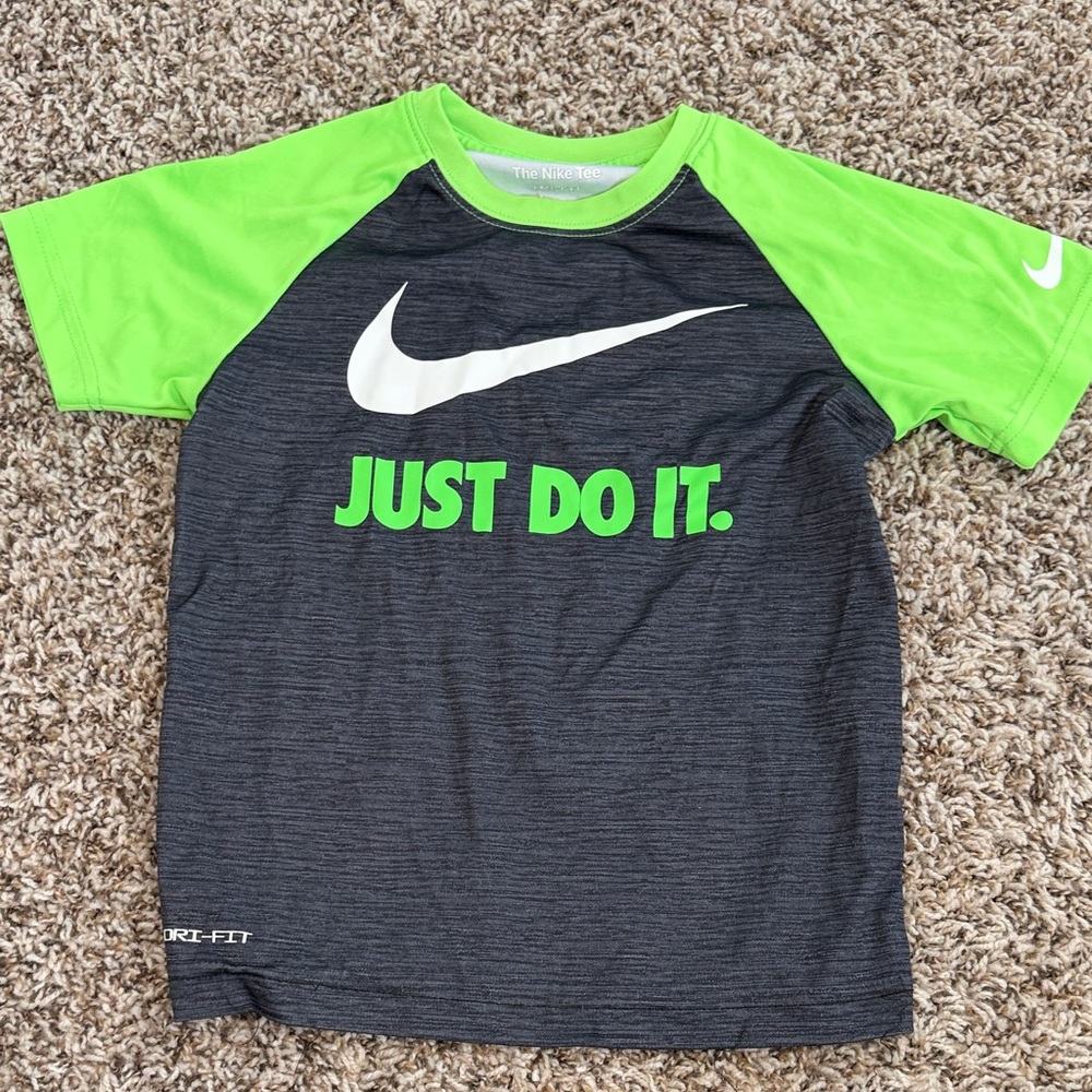 Nike Black and Neon Green Dri-FIT Tee